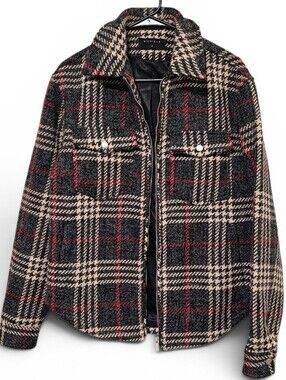Richie Le Collection Wool Blend Plaid Full Zip Men's Jacket Lined NWOT Size M